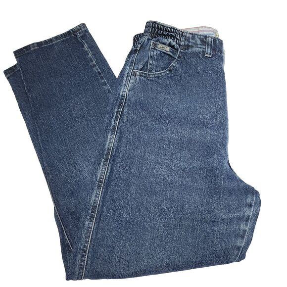 Lee Vintage Womens Side Elastic At The Waist Jeans Size10 Tapered Relaxed - Picture 9 of 15